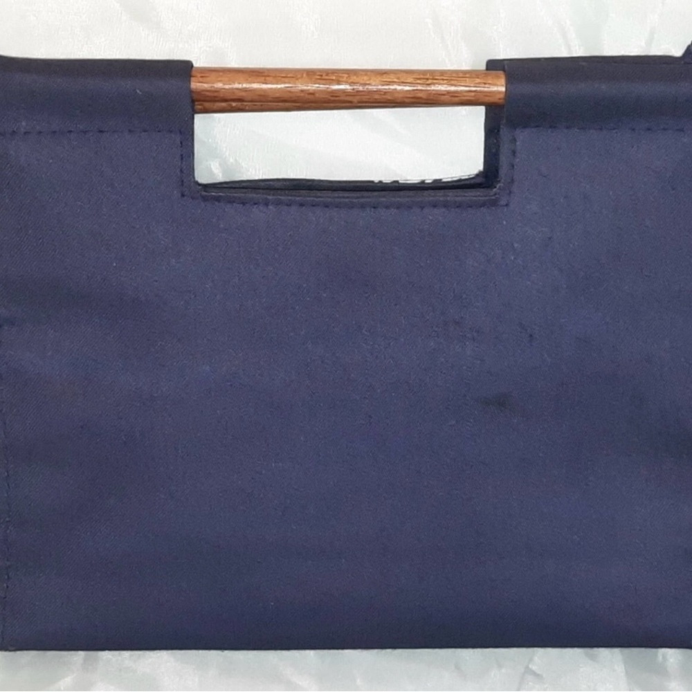 Vintage 1980s Tupperware Blue Promo Hostess Bag With Wooden Handles VERY RARE!! - Picture 2 of 7